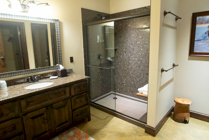 Lodge bathroom with walk-in shower